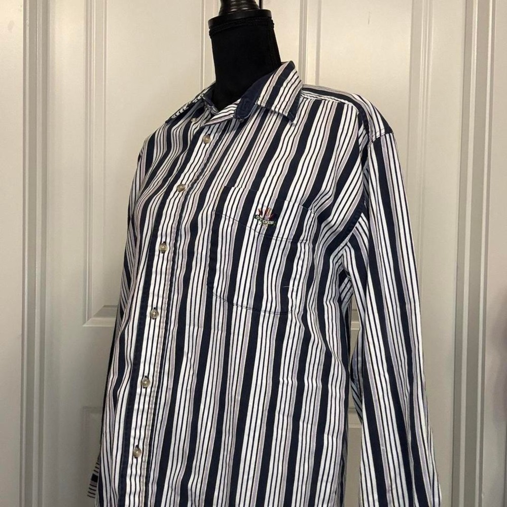 Ivy Crew Navy White Vertical Stripe Button-Down‎ Shirt – Men's Large Sailing